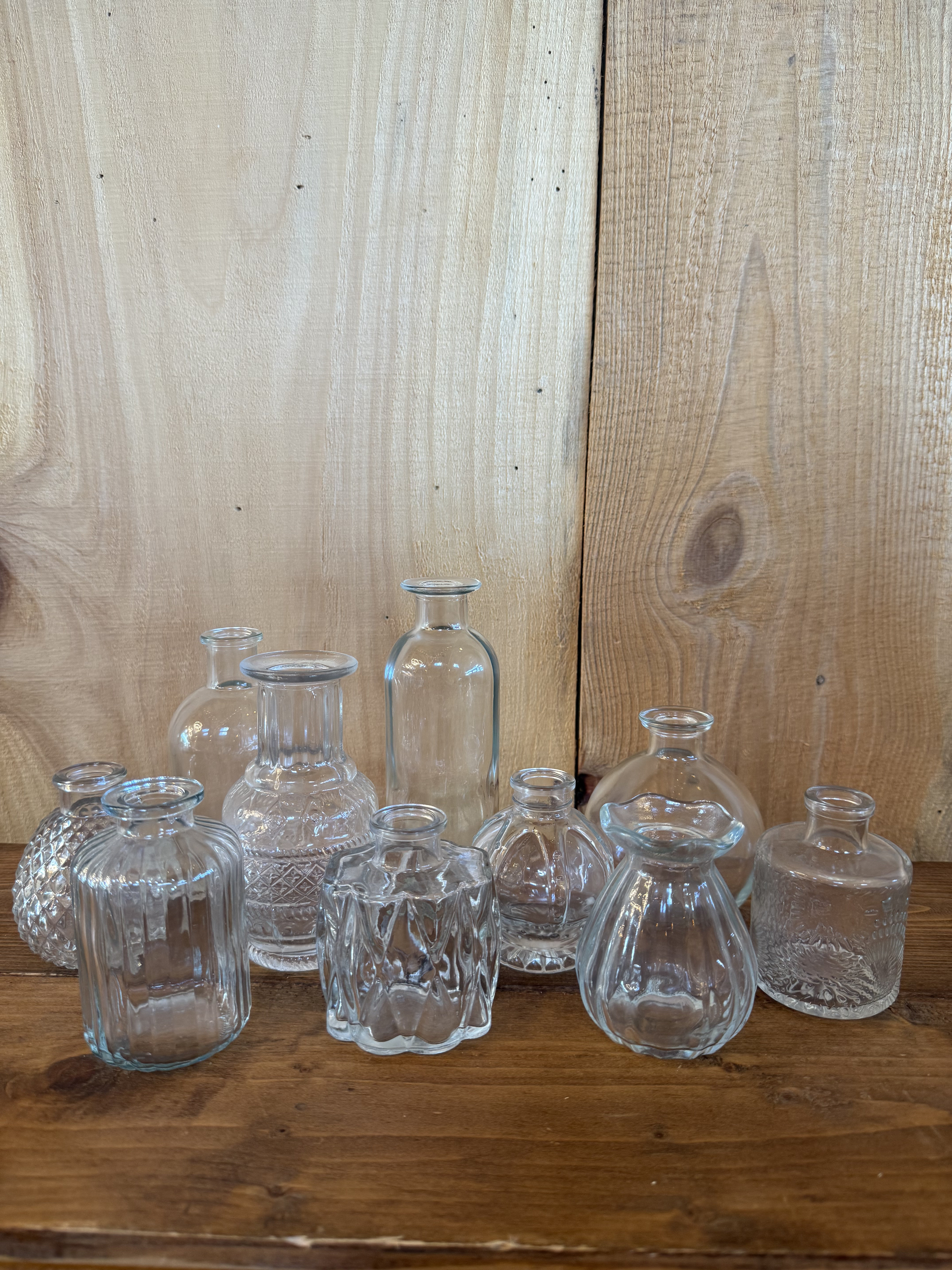 Assorted Clear Glass Bud Vases