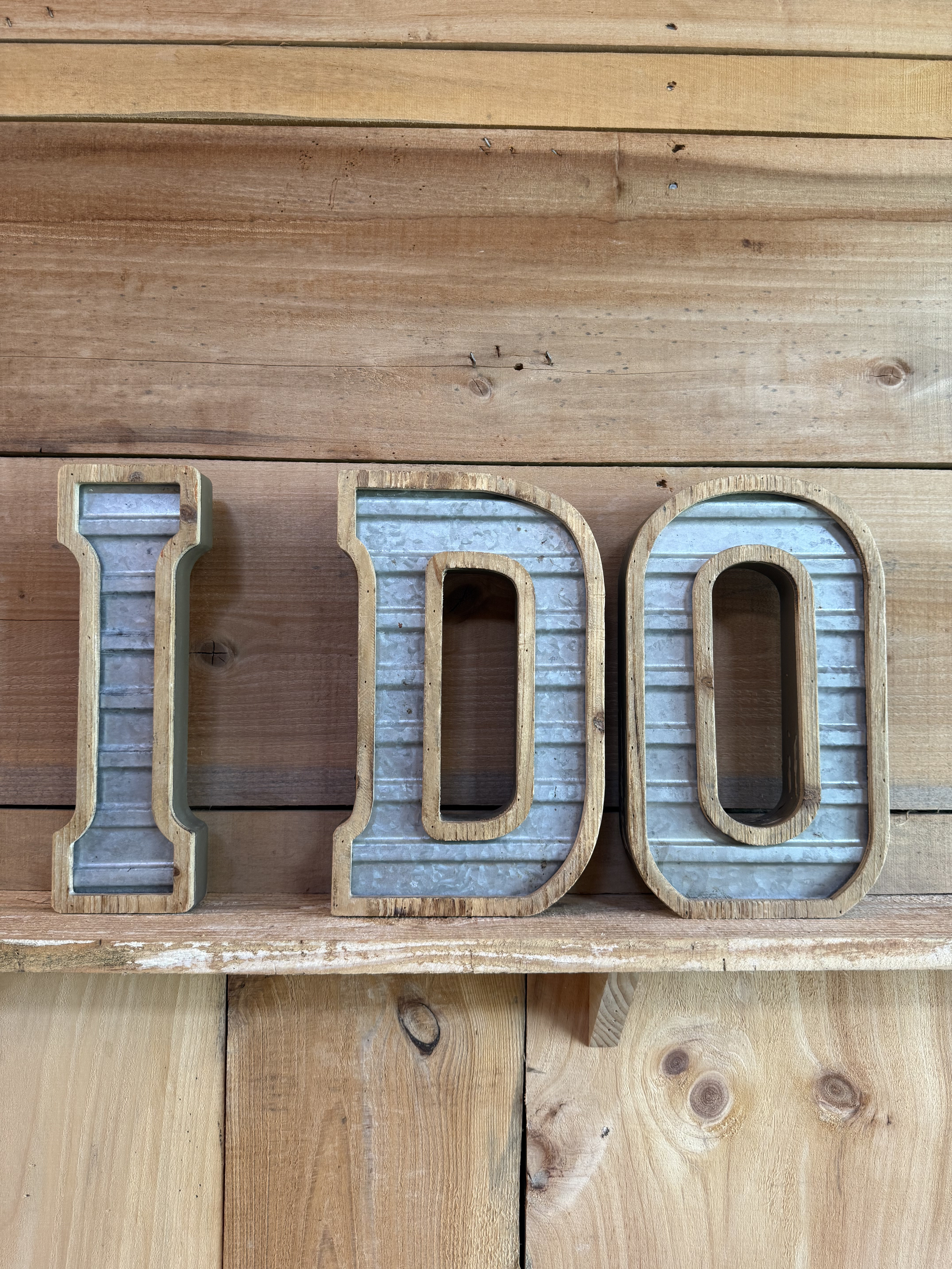 "I Do" Wood & Metal Standing Letters