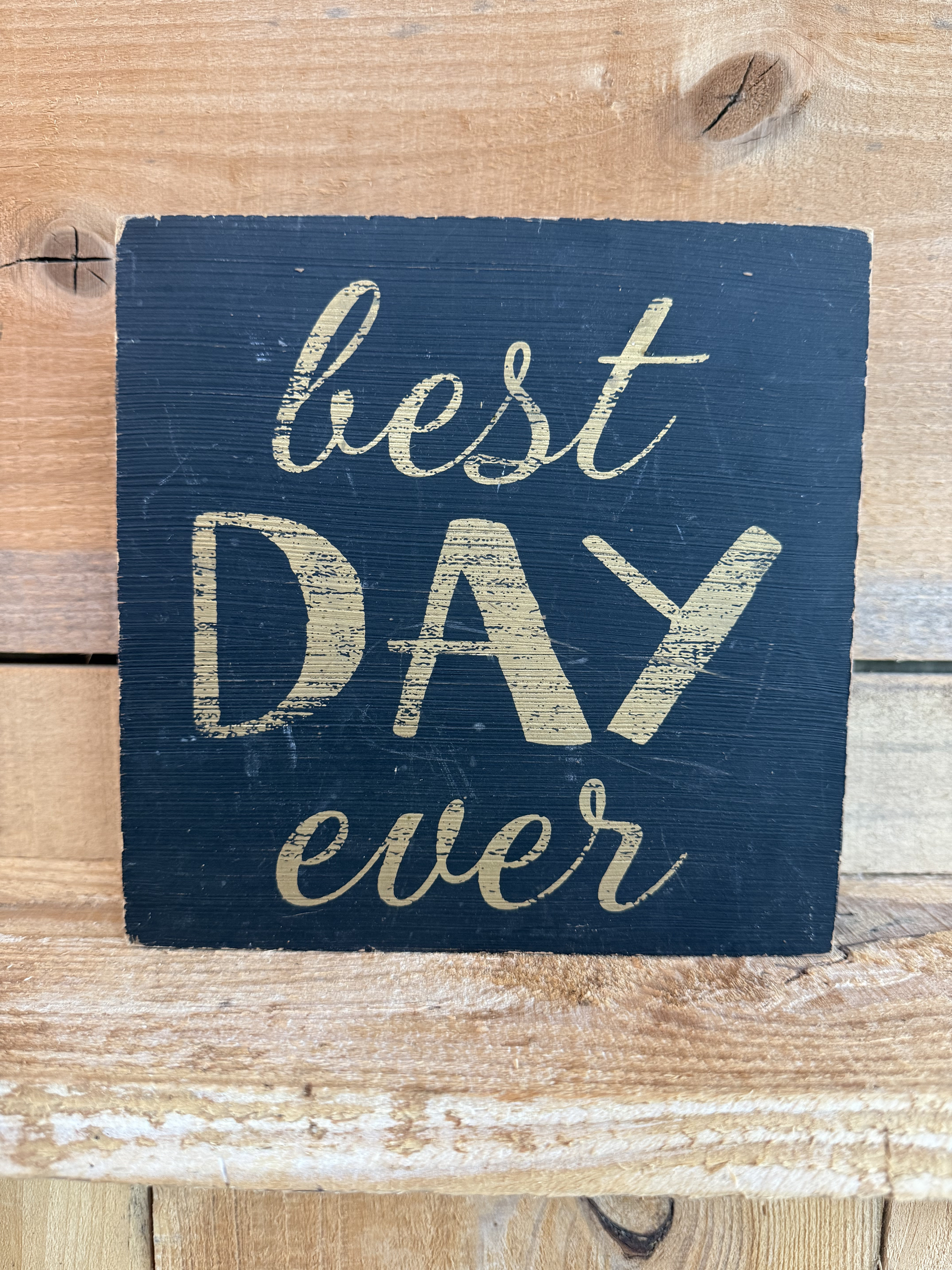 "Best Day Ever" Black Wood Sign